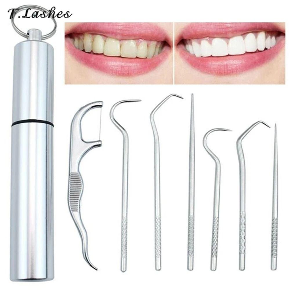 Oral Cleaning Tool Toothpick Pocket Set Stainless Steel Toothpick Set Tooth Pick Keychain Holder