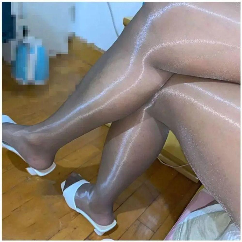 Oil Bright Shimmer Tights 360°Seamless Crotch Sheer Pantyhose Shaping Silk Stockings Girls