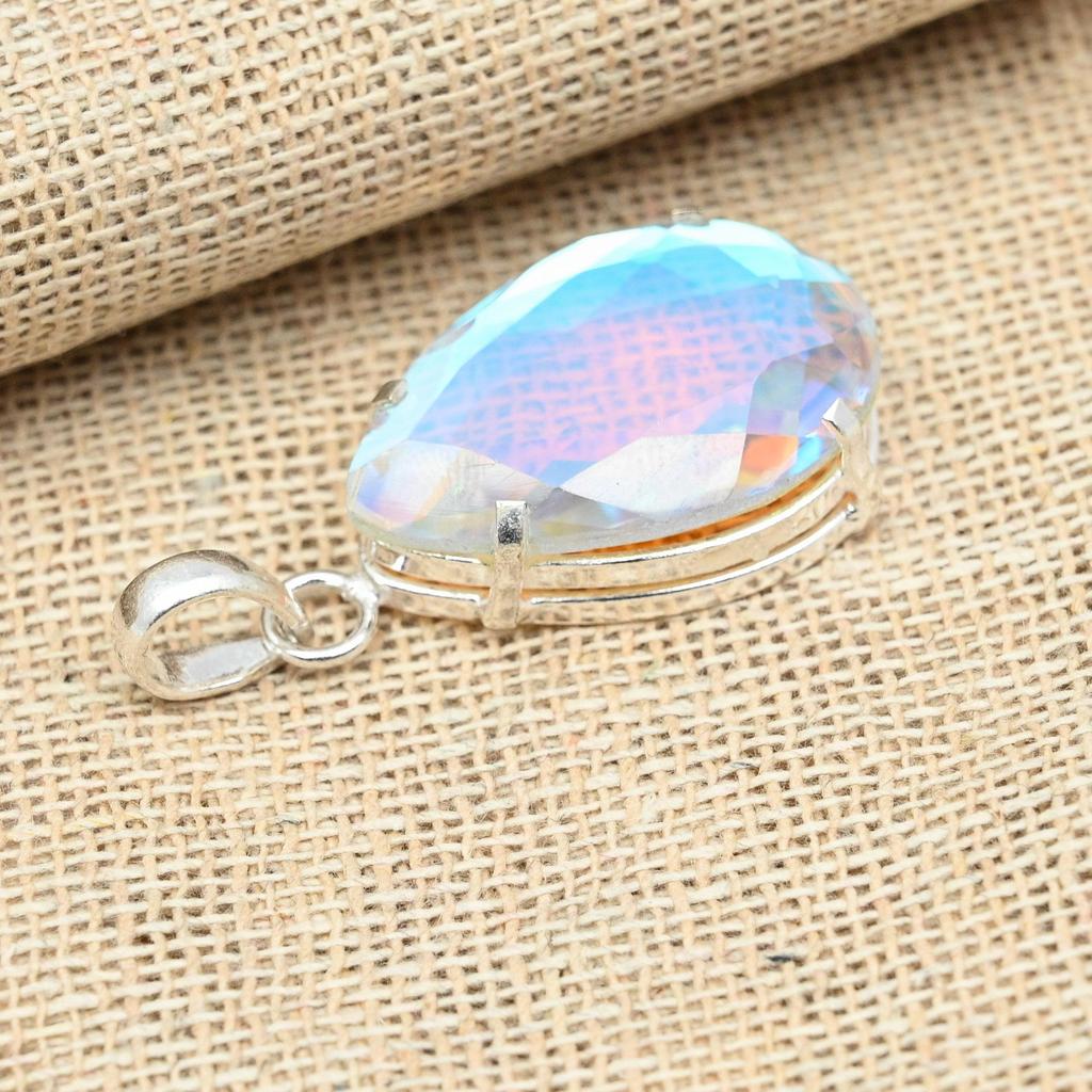 Граненый Mistic Topaz Gemstone 925 Sterling Silver Handmade Elegant Jewelry Pendant