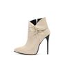 Beige Pink Women Ankle Boots High Stiletto Heel Big Size 48