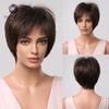 HAIRCUBE Короткие прямые парики Ombre Коричневые парики из синтетических волос с челкой для чернокожих женщин Ежедневный косплей Термостойкие парики из натуральных волос