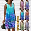Women V Neck Summer Forest Fragmented Flowers Print Dress Casual Sleeveless Fashion Casual Loose Sexy Dresses Plus Size XS-8XL