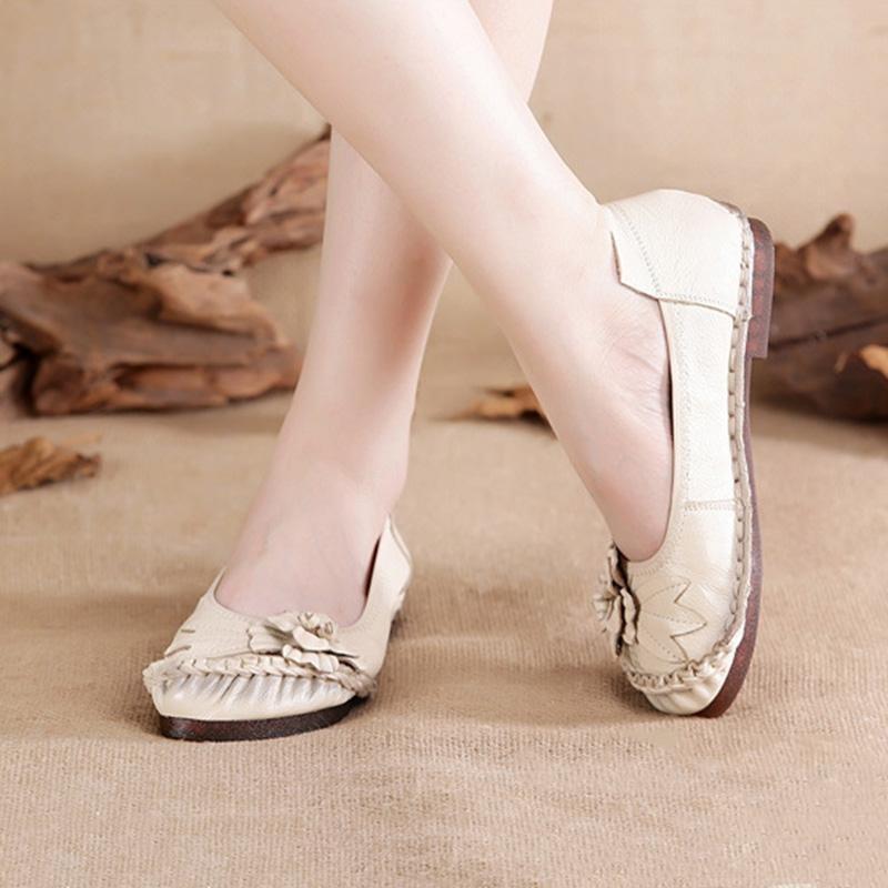 Женская обувь на плоской подошве из натуральной кожи, мягкие лоферы, женская повседневная обувь, однотонная винтажная женская обувь