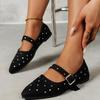 2024 Spring/Summer Pointed Metal Rivet One-Strap Mary Jane Shoes