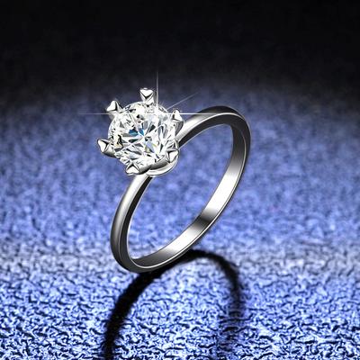 Кольцо из стерлингового серебра S925, цвет D, 1 карат, муассанит, женское кольцо с шестью когтями, модное обручальное кольцо, предложение, кольцо с бриллиантом, подарок для подруги