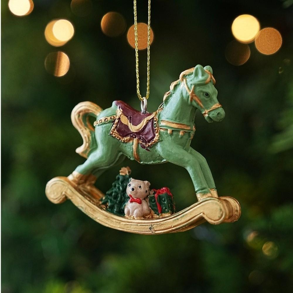 Vintage Rocking Horse Ornament Resin Tree Hanging Decoration New Resin Figurine Window Display