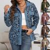 Fashion Women Fall And Winter Leopard Grain Button Coat Jacket Casual Loose Fleece Sweater Coat