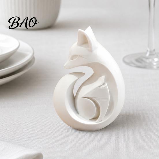 Easy Care Fox Statue 3D Printed Sculpture, Matte White Minimalist Solid Structure Ornament, Sculpture Stain-Resistant Smooth Surface Compact Art Piece