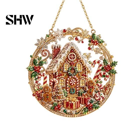 Seasonal Festival Gift Ideas Christmas Rhinestone Painting Suncatcher Kit, Round DIY Hanging Decor Party Supplies for Tree Home, Craft Pendant Holiday
