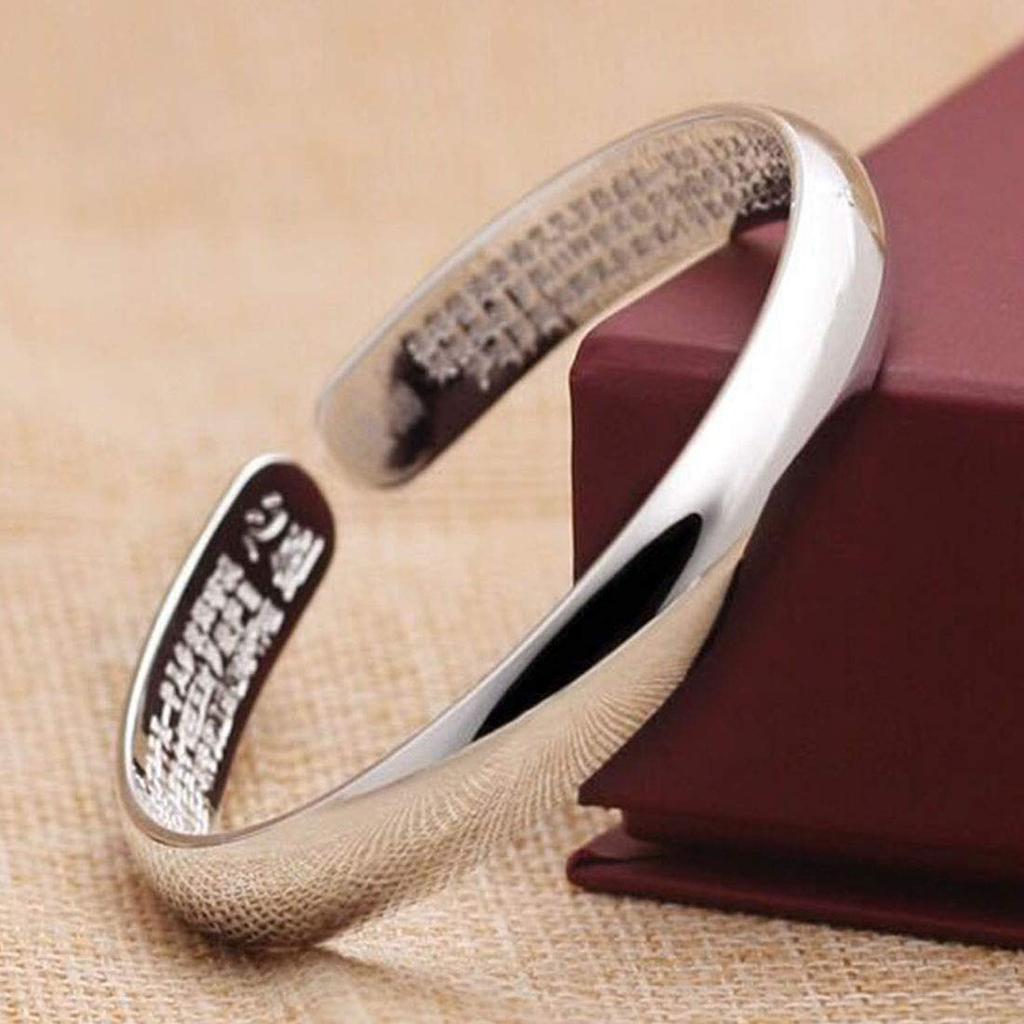 Брама Бэнгл Серебро S999 Сутра Сутра Сердца Браслет Свободного размера Регулируемый размер Защита Амулет на удачу Диаметр браслета 55 мм Вес 25 г Мужской