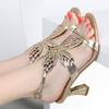 Fashion 2024 Glitter Women Open Toe Sandals High Heels Party Shoes Gladiator Sandals Wedding Shoes Summer Rhinestone Sandals