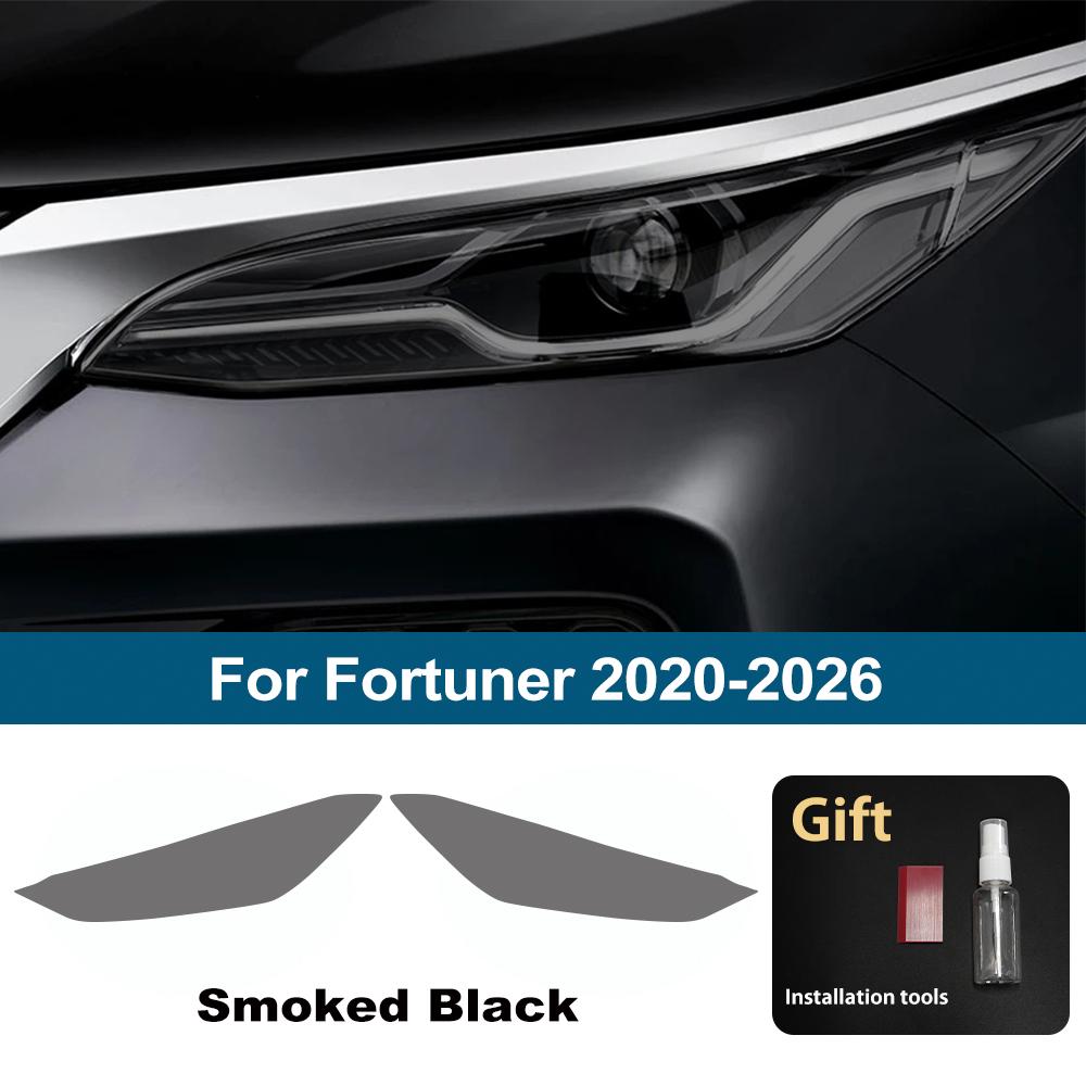 Для Toyota Fortuner 2020-2026 Дымчато-черная Заранее вырезанная Защитная пленка для фар автомобиля Антицарапина Высокоглянцевая Автомобильная виниловая пленка