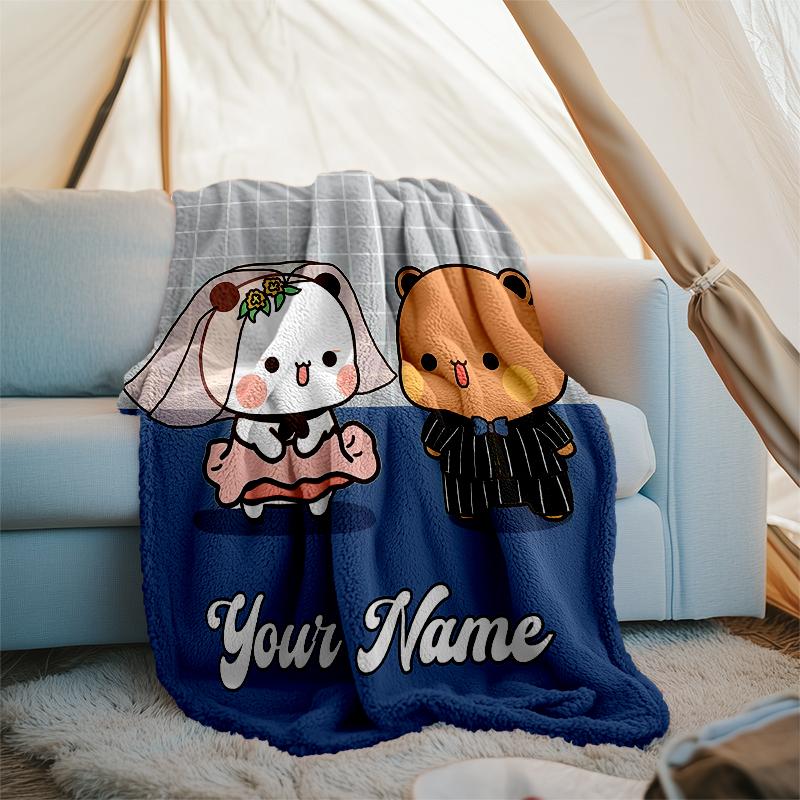 Personalized Custom Name Blanket - Bubu Dudu Print Design,Blanket for Sofa,Bed,Travel,Camping - Soft and Warm, Great Gift