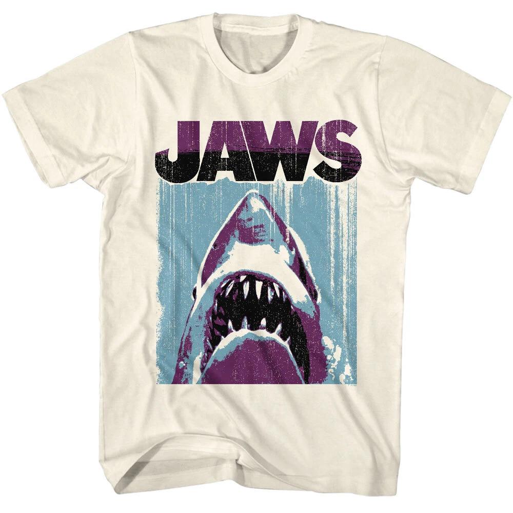 Jaws 70's Thriller Movie Great White Head Distressed Framed Photo Men's T Shirt