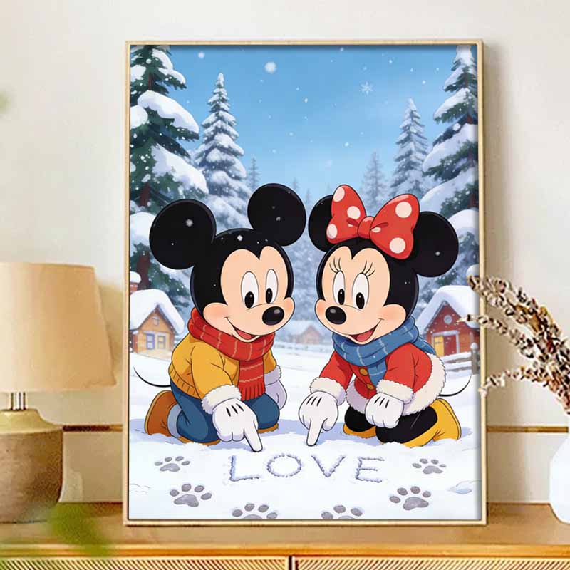 Disney Diamond Art Painting Kit 5D Diamond Mickey Minnie Love Painting Dot Art Gemstone Crystal Paint Diamond Home Wall Decor