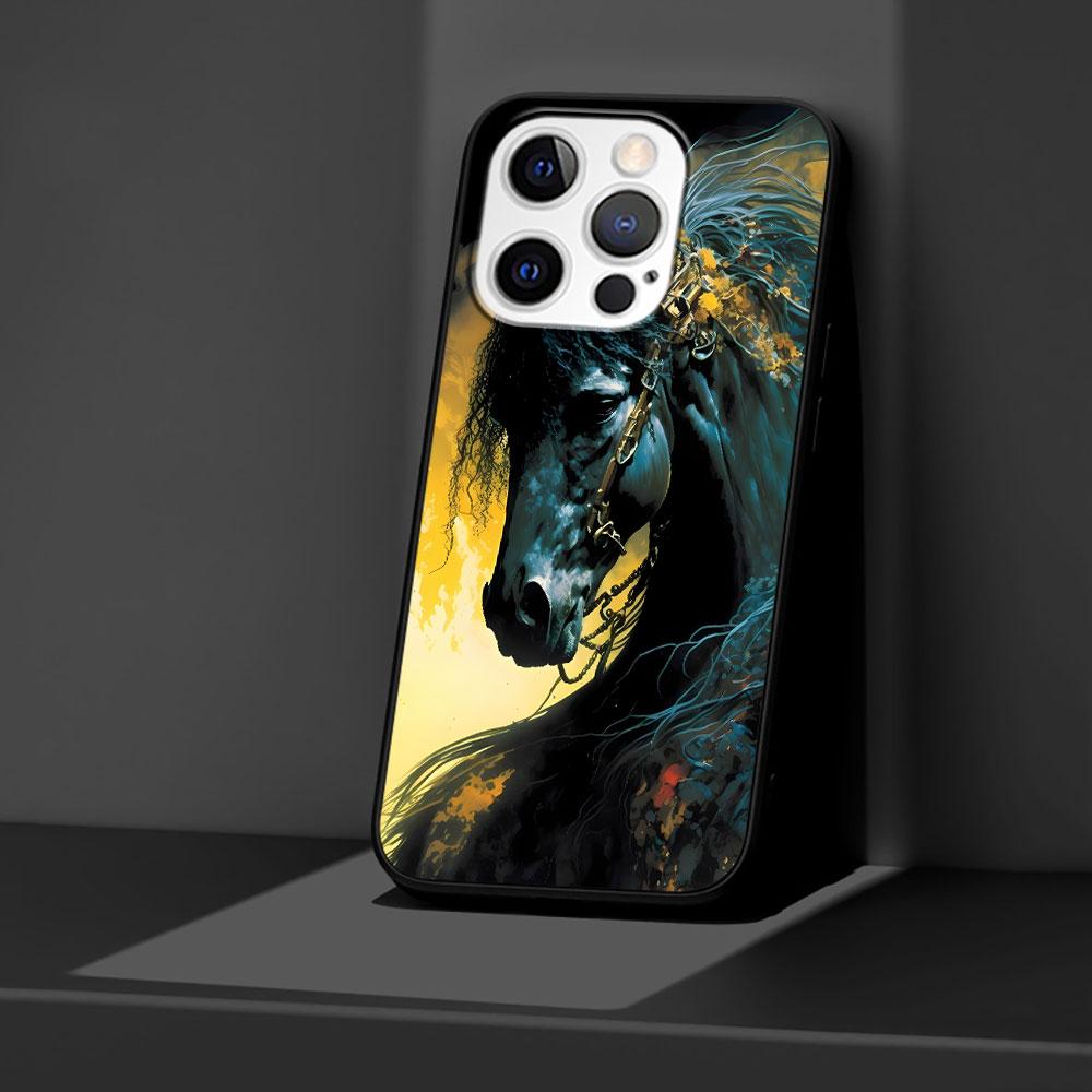 Чехол с лошадью для Apple iPhone 14 11 7 SE 2020 8 X XS 13 12 Mini XR 15 Pro Max Силиконовый Черный Мягкий Чехол для Телефона