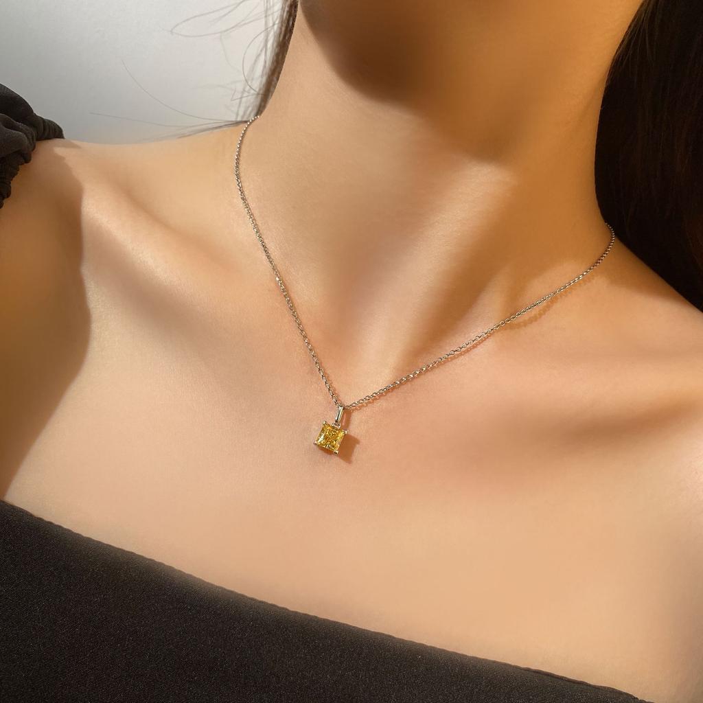 Gica Gema Подвески с высокоуглеродистыми бриллиантами, ожерелья, стерлинговое серебро 925 пробы, 1 карат, цвет драгоценного камня, романтические ювелирные изделия, подарки для свадебной вечеринки, новая тенденция