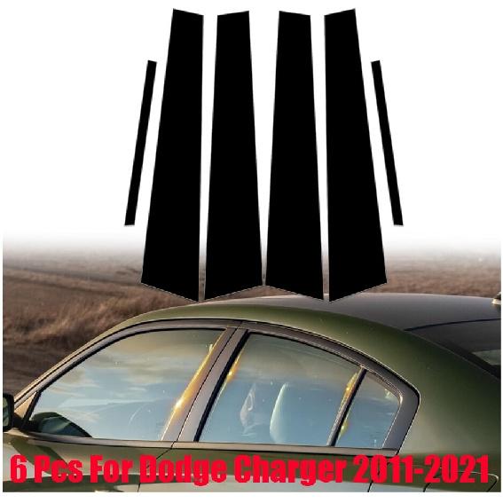 Black Pillar Posts Window Door Trim Covers 6PCS Set FOR DODGE CHARGER 2011-