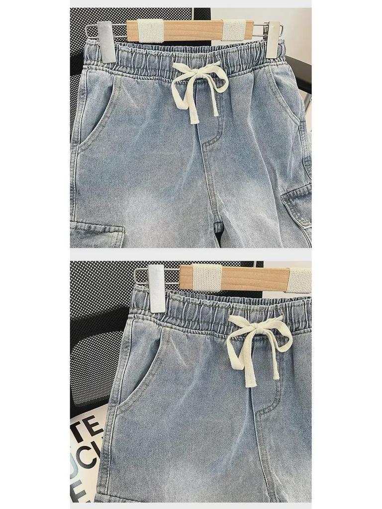 Men's Casual Loose Fit Drawstring Denim Shorts