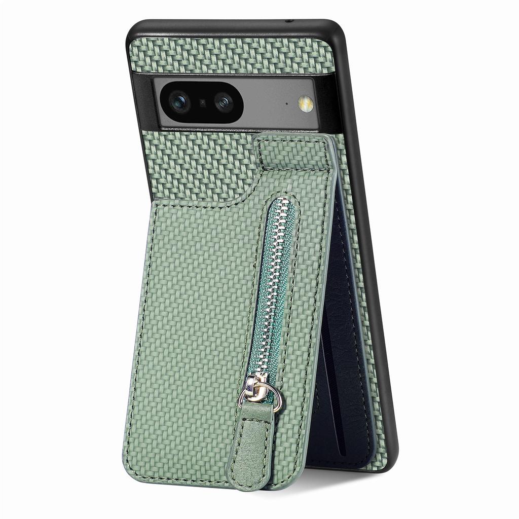 Zipper Wallet Cards Solt Case for Google Pixel 7 7 Pro 7A 6 6Pro 6A Coin Purse Carbon Fibre Pocket Cover Car Holder Magnet Funda