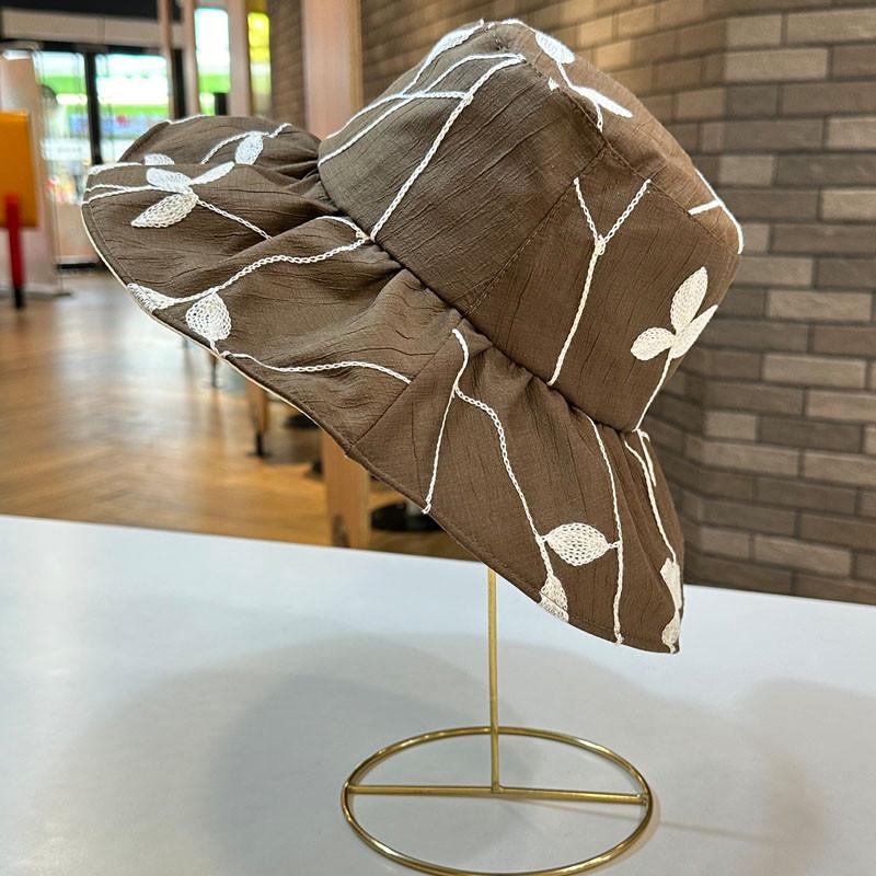 Корейская панама с узором из листьев для женщин, со складными широкими полями, в стиле ретро, регулируемого размера, защита от солнца