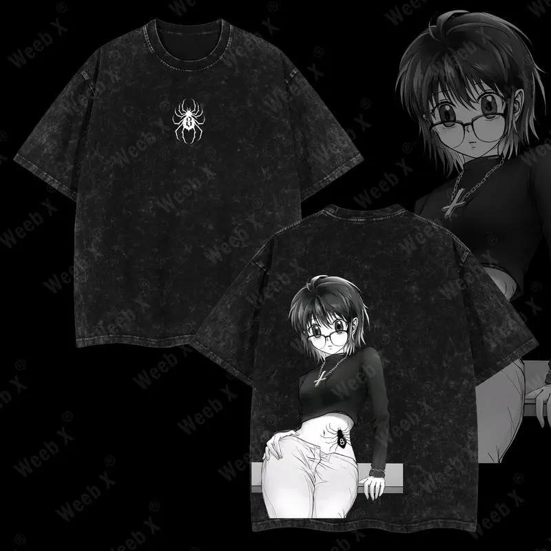 HunterHunter Anime Shizuku Murasaki Cool Graphic Tshirt Washed Oversized T Shirt Men Women Clothing Cotton Short Sleeve Tees