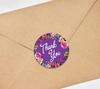 Darling Souvenir Round 45 Pcs Floral & Vines Border Black Thank You Stickers Envelope Seal-1.6