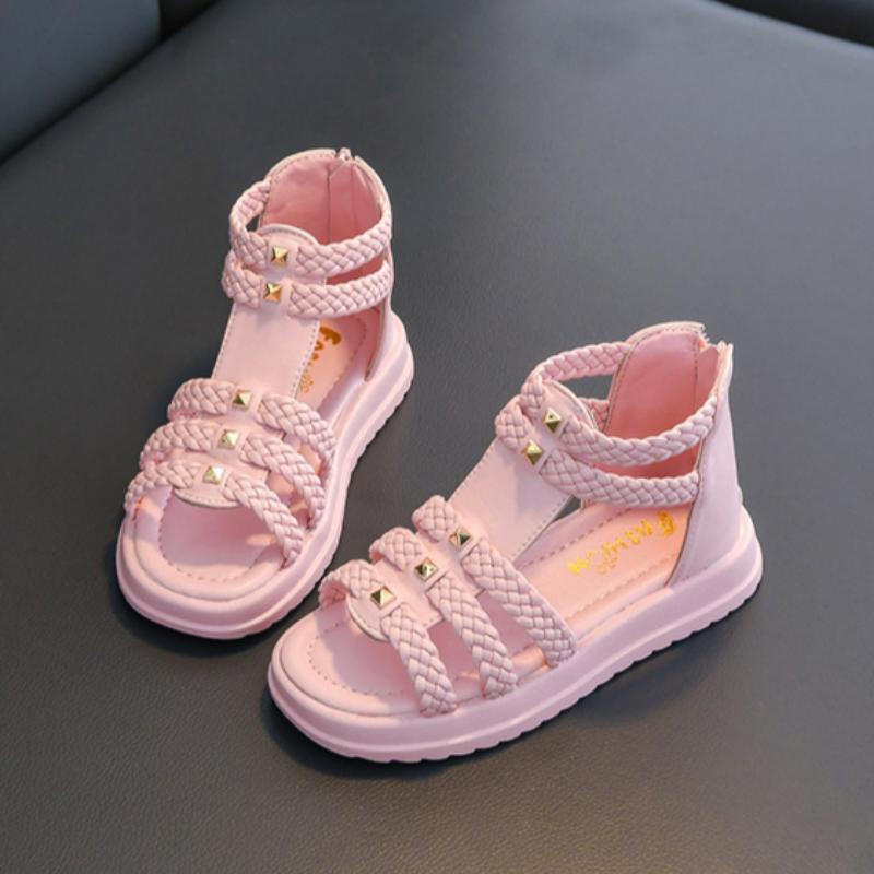 Girls Summer Sandals for Middle and Large Children Soft Bottom Open Toe Girls Baby Children's Roman Shoes