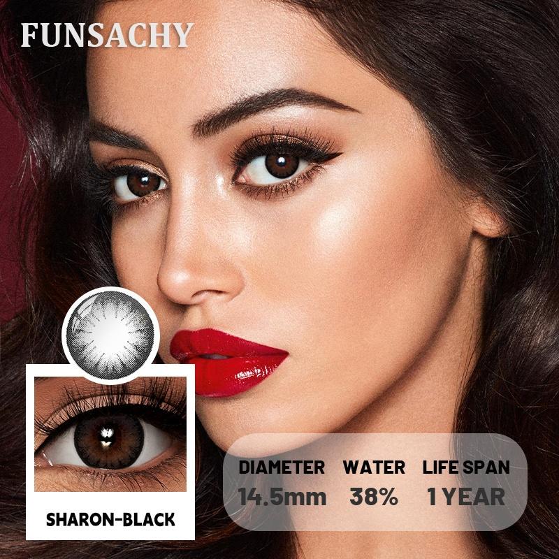 FUNSACHY 2pcs New Colored Lenses for Eyes Black Pupil Natural Contact Lenses Brown Gray Colorful Cosmetic Lens Fast Shipping