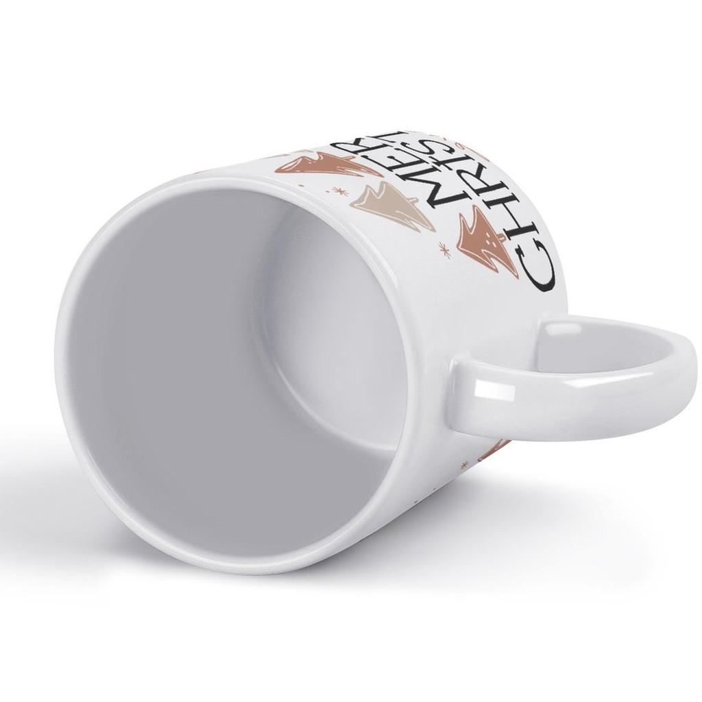 11oz White Ceramic Mug with Smooth Handle and Dual-Side Print, Perfect for Coffee Lovers Enjoying Warm Drinks In Home or Workplace