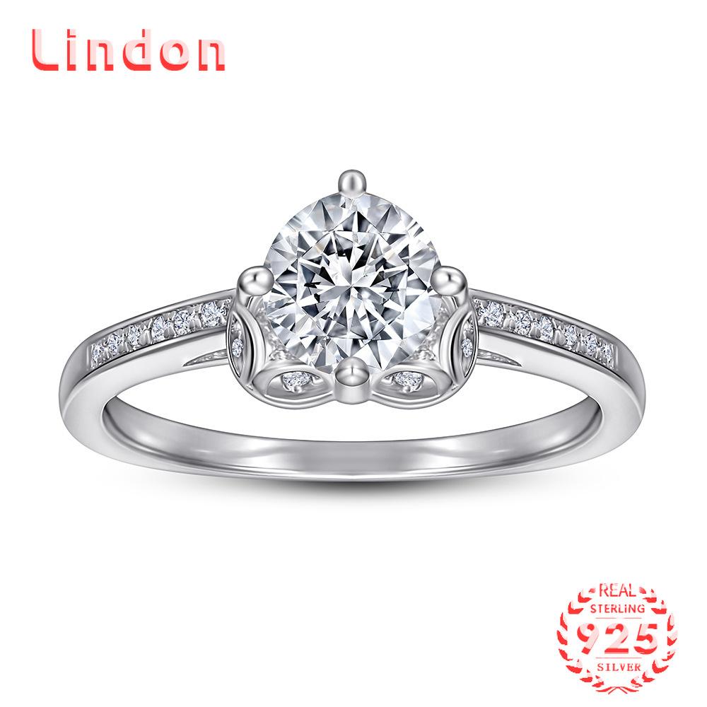 Классическое кольцо Lindon из стерлингового серебра 925 пробы с цирконом, женские ювелирные изделия, свадебный подарок для вечеринки