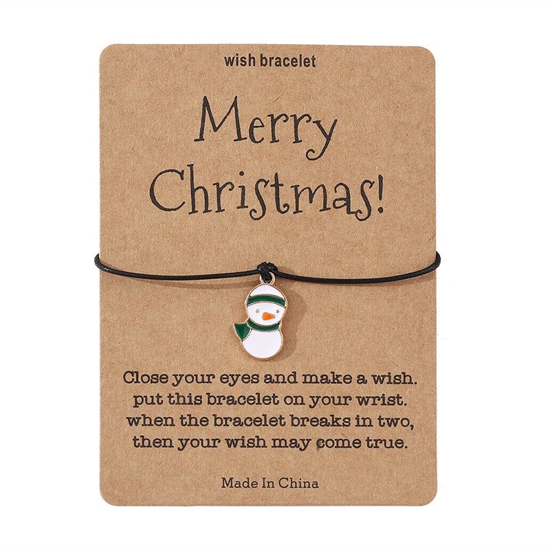Модный рождественский браслет-открытка - Персонализированная черная веревка с креативным дизайном символа
