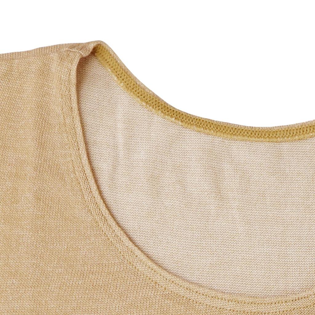 Mochimayu Chiffon Silk Cotton Long Sleeve Shirt L Natural Color Cotton Silk Egyptian Cotton Silk Spun Yarn Cold Protection Innerwear Made in Japan