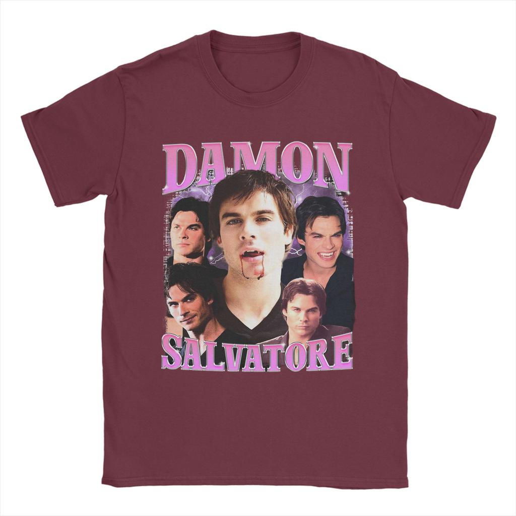 Футболки Damon Salvatore Ian Somerhalder для унисекс Новинка Хлопковые футболки с круглым вырезом с коротким рукавом Графические принтованные топы