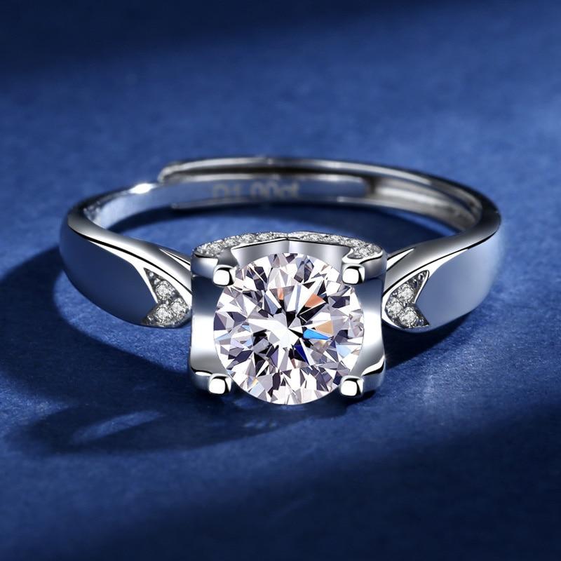 Bague Ringen Diamond-encrusted Dovetail Bull's Head Four Claws Mosanite Ring Female Simple Marriage Engagement 1or 2ct Carat Ring
