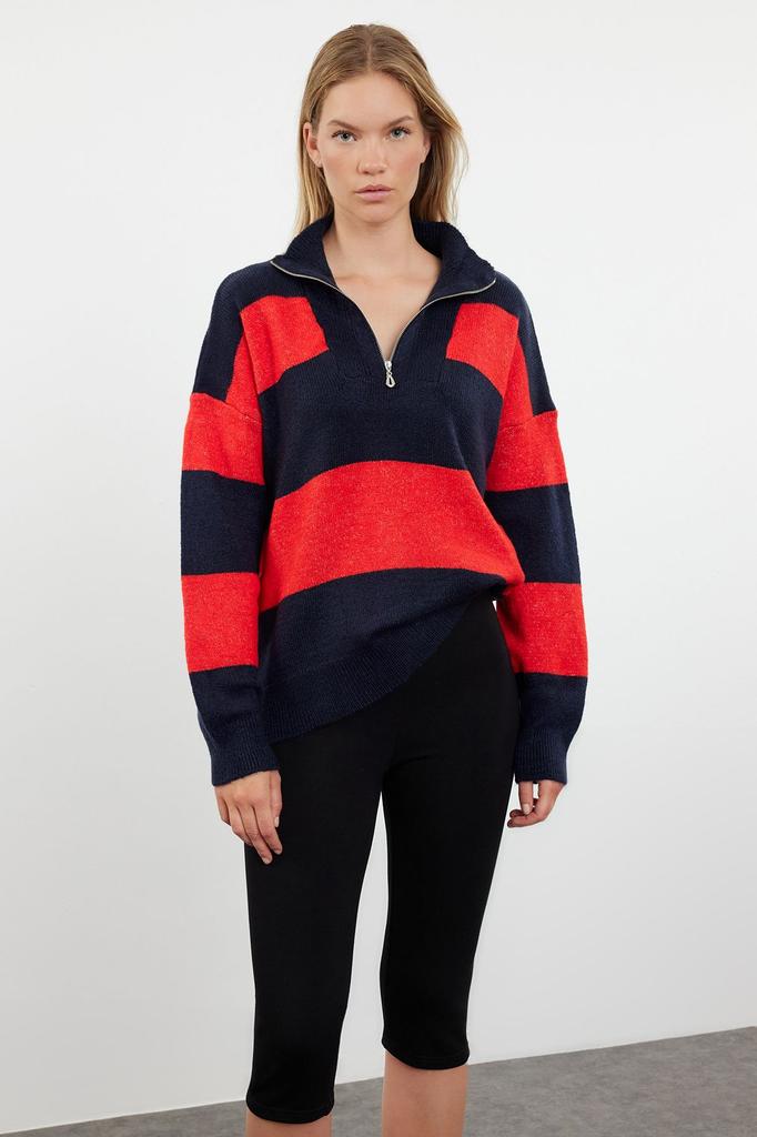 Женский модный стильный свитер, широкий крой, мягкий текстурированный трикотаж на молнии, свитер