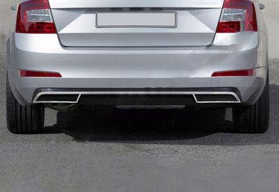 Задний диффузор обводки (нержива) Carmos - Турецкая сталь для Skoda Octavia III A7 2013-2019 гг
