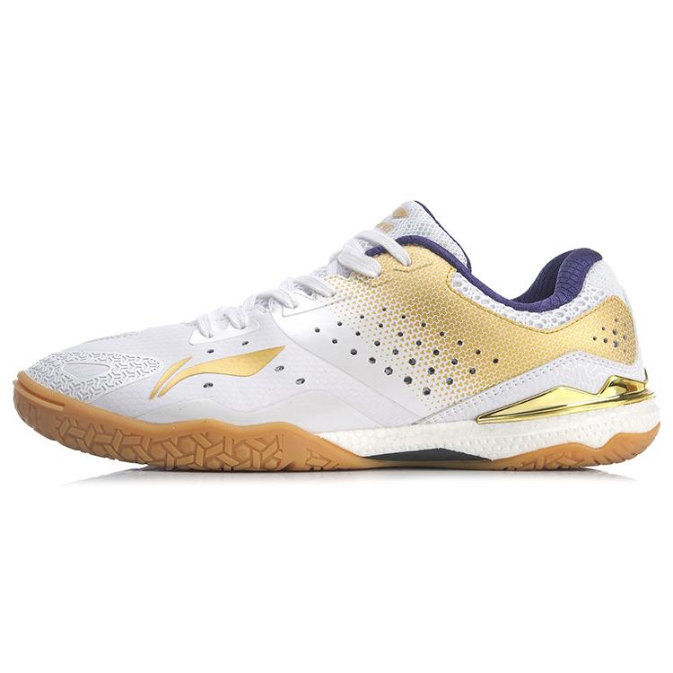 Li Ning Qilin Устойчивые к истиранию Нескользящие Низкие Тренировочные Кроссовки Унисекс Белый Золотой APPP001-2