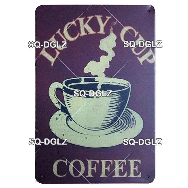 [SQ-DGLZ]COFFEE Menu Metal Sign Vintage Plaque Plate Decor For Pub Bar Wall Decor Break Coffee Tin Signs Retro Cafe Poster