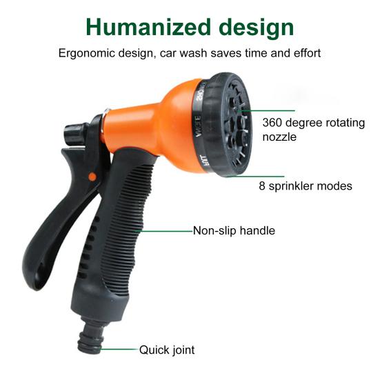 Садовый шланг Насадка для распыления воды с 8 регулируемыми режимами полива Нескользящая ручка Насадка для шланга высокого давления