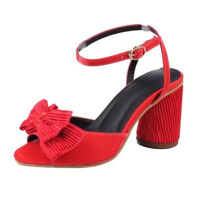 Новые летние брендовые женские дизайнерские сандалии с открытым носком и бантом, модные свадебные туфли на толстой подошве, туфли на высоком каблуке для свадебной вечеринки