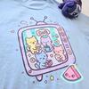 Футболка в стиле Fairy Kei Kawaii Cafe, Пастельная ретро-футболка Yume Kawaii с кошкой из телесериала, Мечтательная милая футболка с принтом, Пастельная футболка в стиле Harajuku – Кошачий телесериал 2