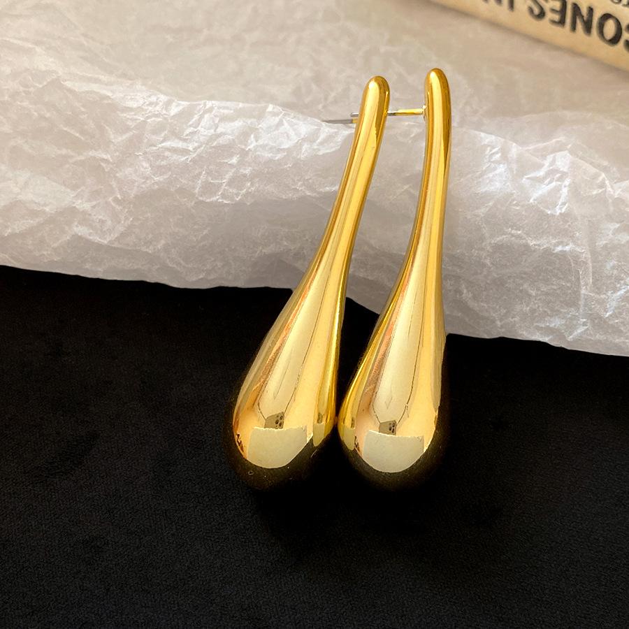 European and American silver needle smooth water drop pendant earrings simple and fashionable earrings light luxury high-end earrings design sense