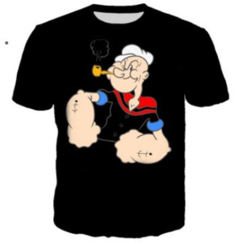 New Men's Comfortable Retro Short Sleeved Summer Fashion Popeye 3D Printed Casual Round Neck T-shirt