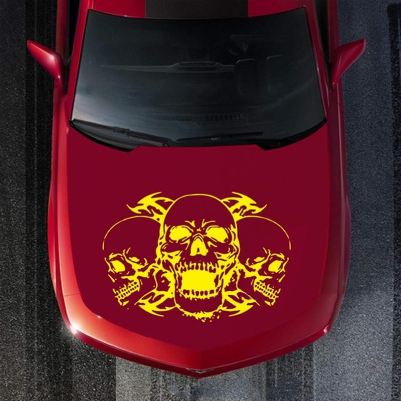 Автомобильная наклейка с тремя черепами, тотемом, навесом, капотом, наклейка на кузов автомобиля, универсальная наклейка-гирлянда
