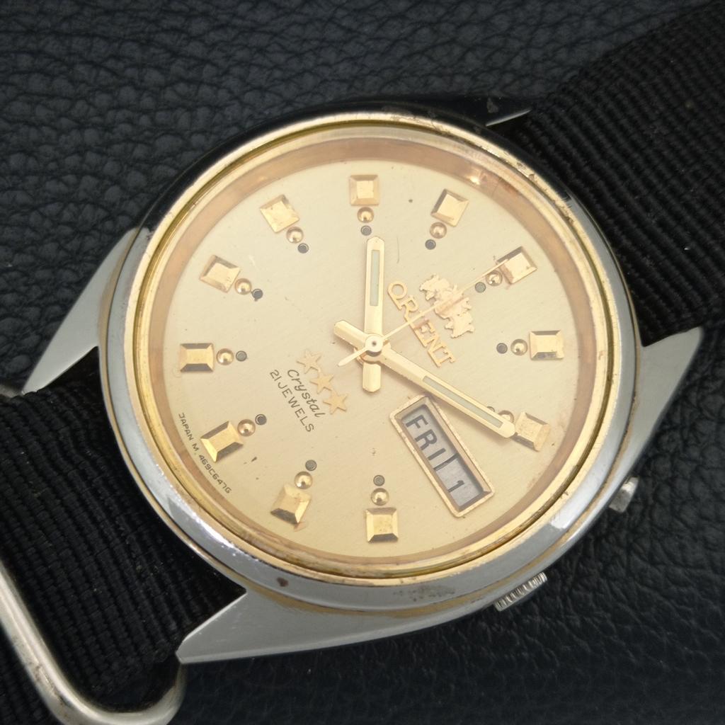 ЯПОНИЯ ВИНТАЖНЫЕ ORIENT CRYSTAL АВТОМАТИЧЕСКИЕ 46943 МУЖСКИЕ ОРИГИНАЛЬНЫЕ ЧАСЫ С ЦИФЕРБЛАТОМ a707785-1