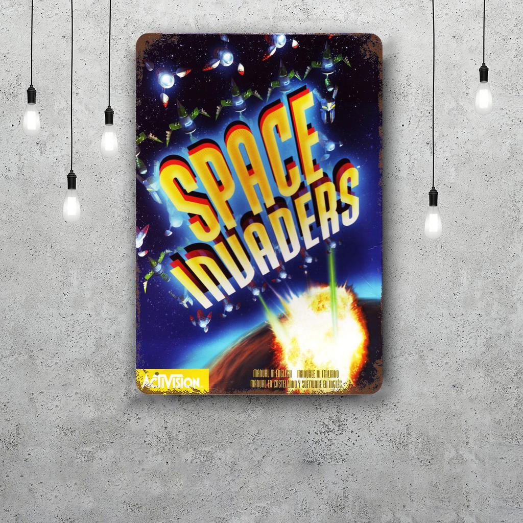 MINISO Космические захватчики Классический постер Ржавая металлическая табличка Ретро декоративная тарелка Бар Пещера Гараж Металлическая вывеска Украшение стены