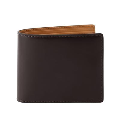 Bifold кошелек Bell la bell, Кордованская кожа, Сделано в Японии, Полностью кожаный мужской кошелек (Без кармана для монет) (Складной кошелек с отделениями для карт: коричневый)