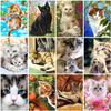 5D DIY Cute Cat Diamond Painting Kit Full Round Scenery Diamond Embroidery Cross Stitch Animal Mosaic Home Decoration
