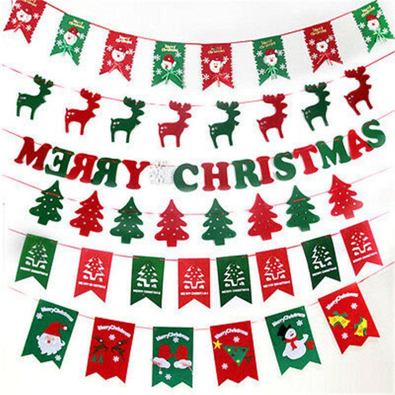Festive Merry Christmas Bunting Hanging Banner Flag For Xmas Party Decoration
